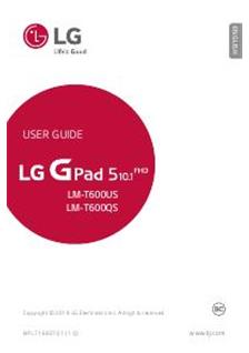 LG G Pad 5 manual. Tablet Instructions.